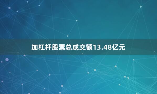 加杠杆股票总成交额13.48亿元